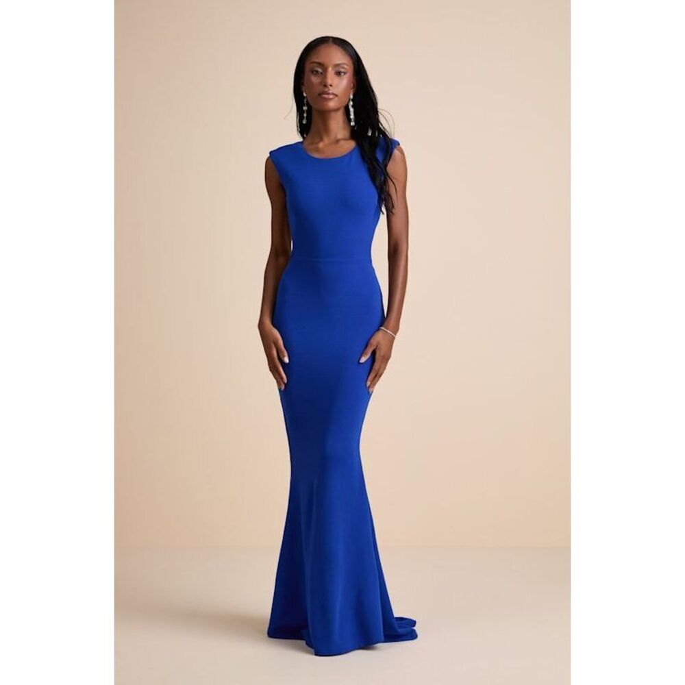 Lulus Captivating Perfection Royal Blue Backless Sleeveless Maxi Dress - Size S